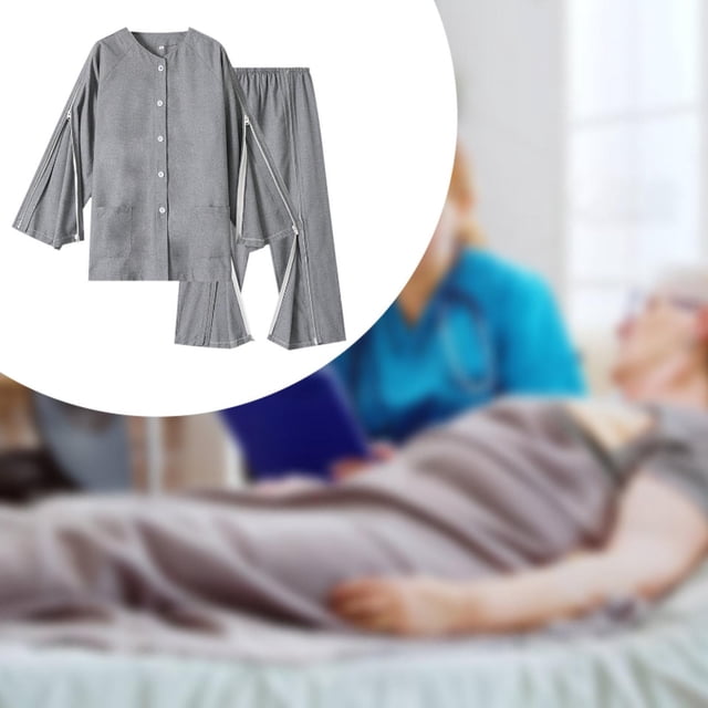 Ropa de enfermería postrada en cama, ropa de cuidado con cremallera, pantalones de recuperación fáciles de usar para primavera y otoño, pantalón postc XL