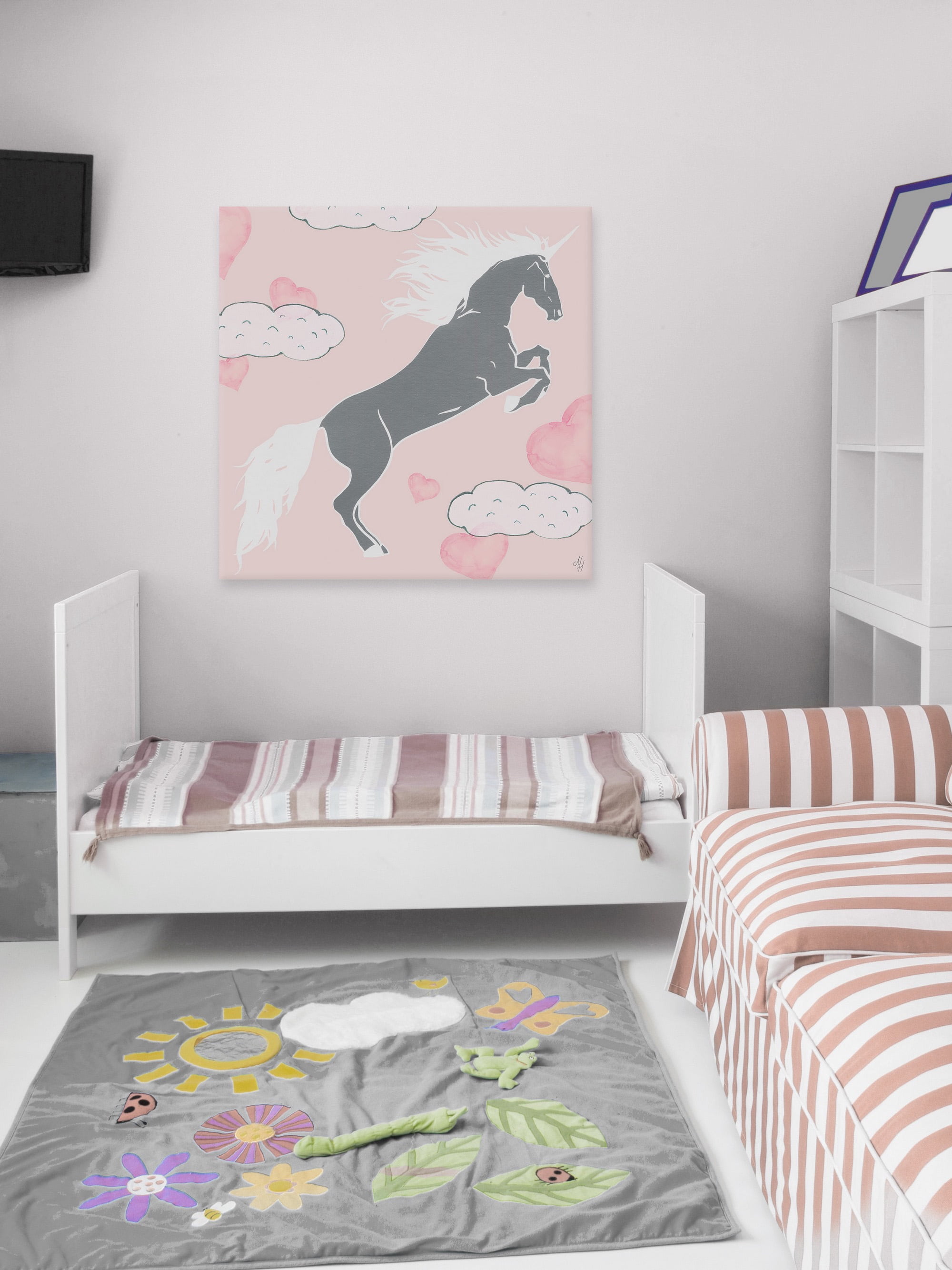 Marmont Hill Cloudy Unicorn Canvas Wall Art
