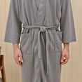 thumbnail image 6 of BYHONG Couple Long Cardigan Hotel Home Wear Bathrobe Bathrobe Bathrobe Nightgown Underwear Grey XL, 6 of 9