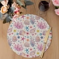 thumbnail image 3 of Beach Coastal Round 15 Inch Placemats Set of 4, Summer Nautical Shell Starfish Coral Rustic HeatResistant Non Slip Place Mats for Dining Table, Wipeable Braided Kitchen Table Mats for Housewarming, 3 of 9