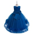 thumbnail image 5 of CPNG Girls' Sleeveless Satin & Tulle Flower Girl Dress – Sequin Waistband, 3D Ruffle Flower Accents & High-Low Tutu Skirt for Weddings, Birthday Parties, 5 of 9