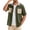 Army Green, variant on Men's Corduroy Button Down Shirts Color Block Lapel Chest Pocket Short Sleeve Casual Tees Lightweight Breathable Summer Outdoor Vacation Tops Black S