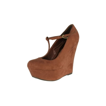 Breckelle's CILO-15 Mary Jane T-Strap Platform Wedge Heel Pump