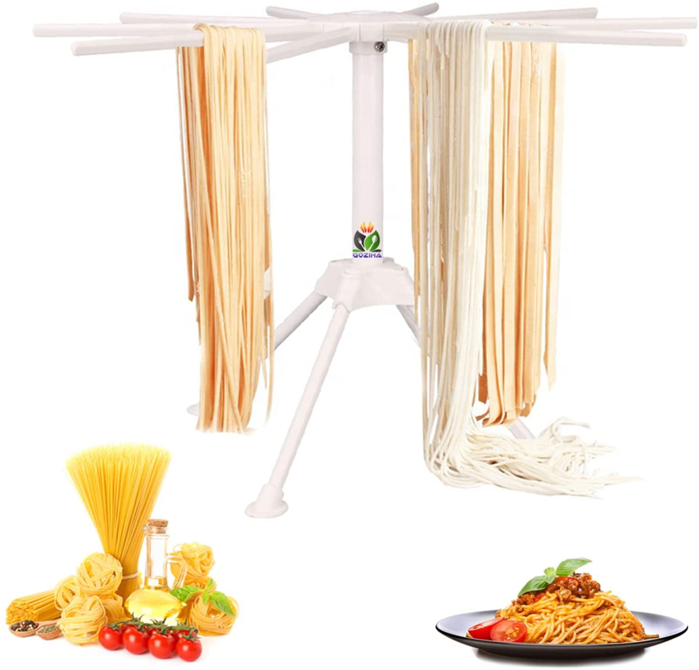 Pasta Drying Rack with 10 Bar Handles Collapsible Noodle Drying Rack Stand for Homemade Pasta and Noodle Household Noodle Stander Holder for Long Spaghetti Fettuccine Lasagne Sheets 