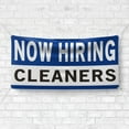 thumbnail image 4 of Now Hiring Cleaners 13 oz Heavy Duty Vinyl Banner Cleaning Jobs Available Housekeeper Help Wanted Sign for Business Advertising Indoor/Outdoor Single-Sided with Metal Grommets (2x5 ft, Wh & Bl & Bk), 4 of 6