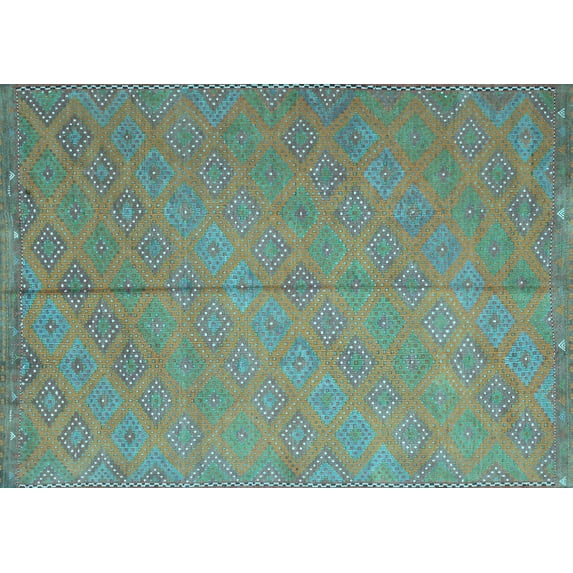 Ahgly Company Indoor Rectangle Abstract Light Blue Contemporary Area Rugs, 8' x 10'