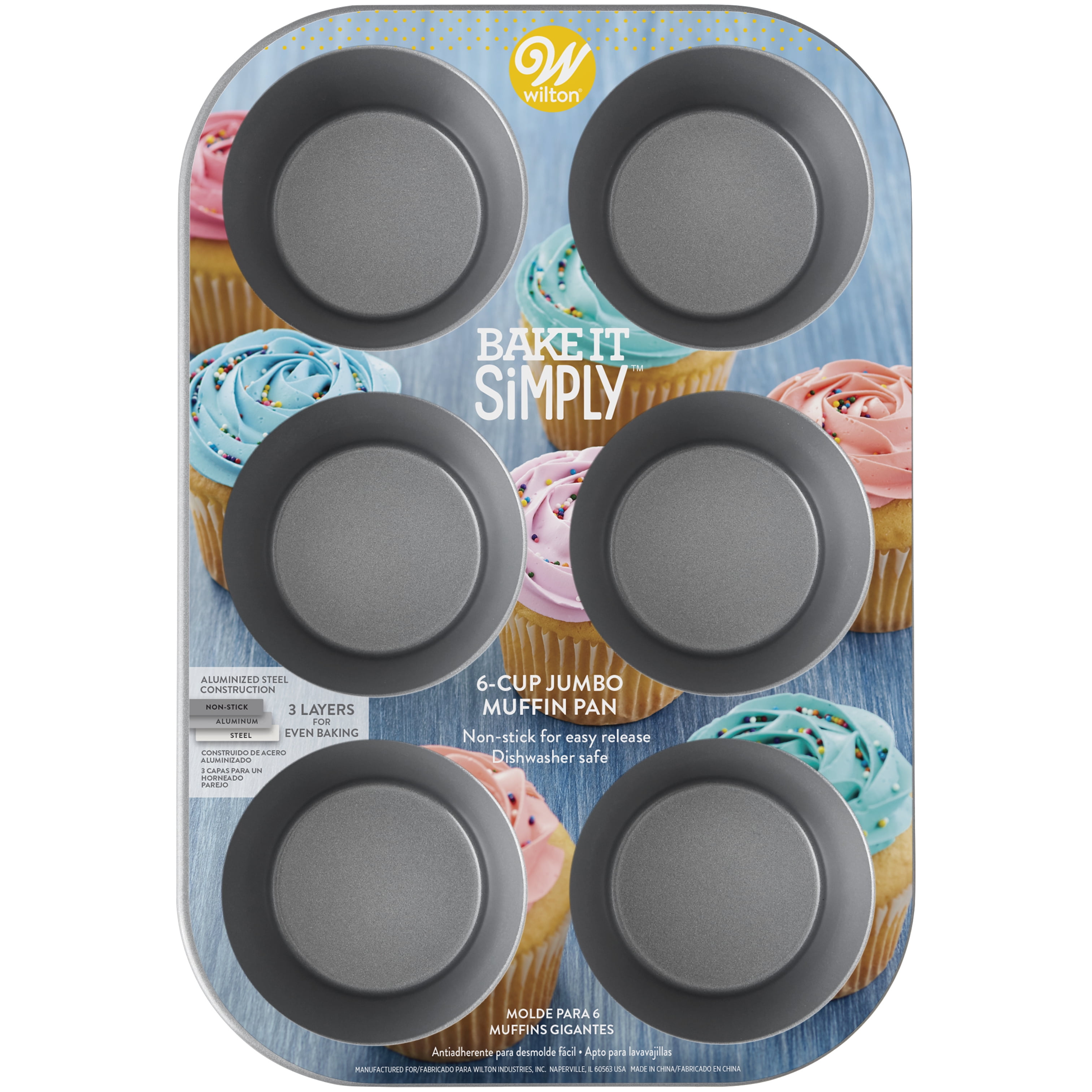 Wilton Treats Made Simple Non-Stick 6-Cavity Jumbo Muffin and Cupcake Pan