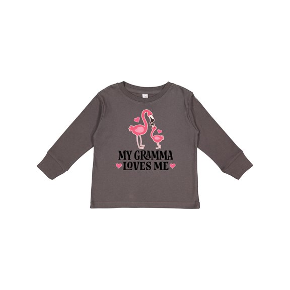 Inktastic Gramma Loves Me Girl Flamingo Girls Long Sleeve Toddler T-Shirt