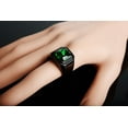 thumbnail image 5 of PAMTIER Men's Stainless Steel Black Plated Ring with Square Green Gem Stone Size 8, 5 of 6