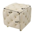 thumbnail image 2 of Multi-Functional Square Foot Stool, Modern Velvet Upholstered Ottoman with Wooden Frame, Dressing Makeup Chair for Living Room, Bedroom, Entrance, Beige, 2 of 7