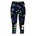 thumbnail image 2 of GHSOHS Leggings for Women Yoga Pants Leggings Capri for Women Capri Leggings for Women Floral Print Cropped Leggings Knee Length Summer Workout Leggings Casual Comfy Cropped Yoga Pants Women's Ca,M, 2 of 5
