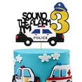thumbnail image 1 of Topper para pastel SUPERLUBY Policía 3er cumpleaños con brillo, 1 of 6
