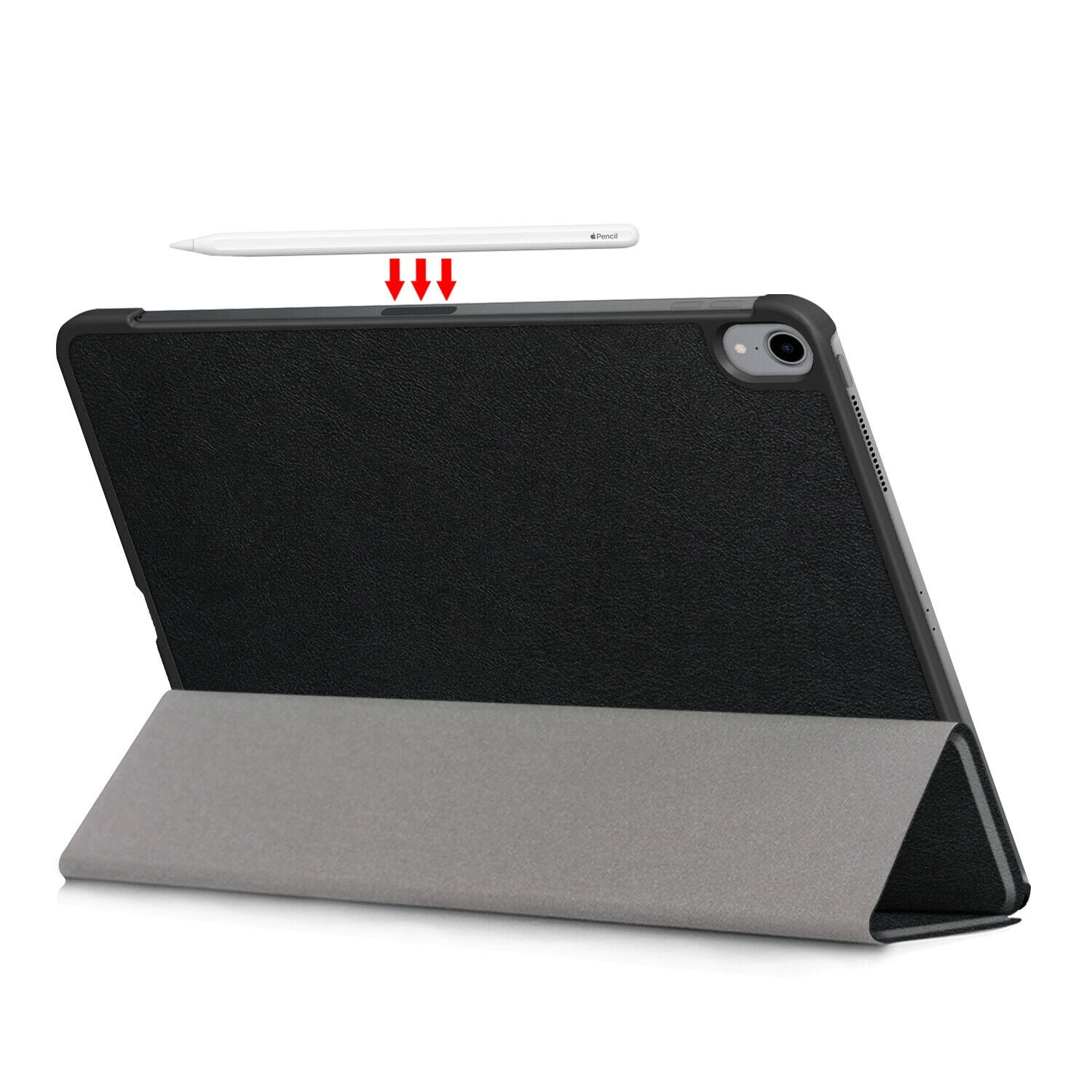 EpicGadget iPad Air 5 Case (5th Gen 2022)/ iPad Air 4 Case (4th Gen 2020) 10.9 with 2 PCS Tempered Glass Screen Protector for 10.9-inch iPad Air, Smart Cover Support Apple Pencil Charging (Black)
