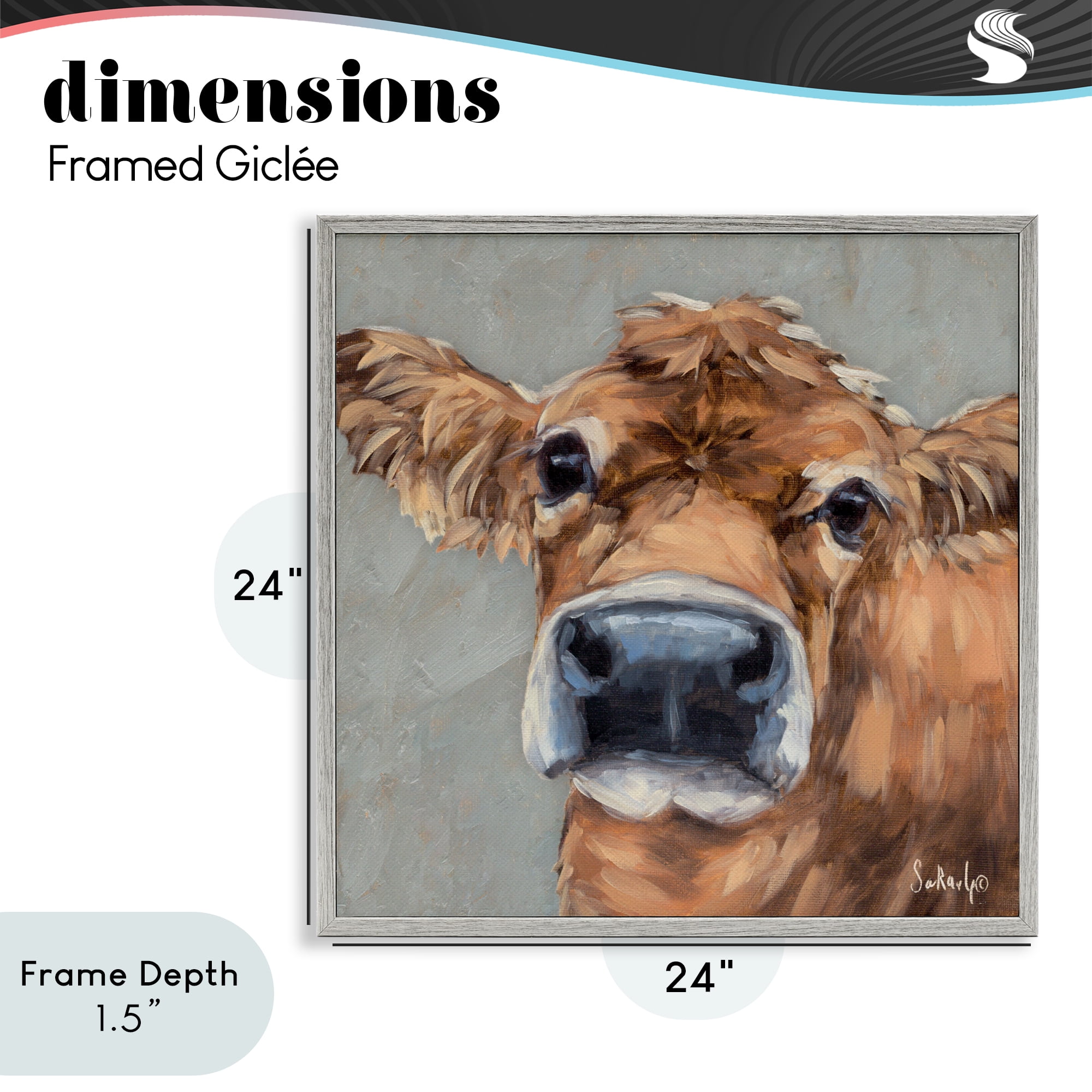 Stupell Industries Freckles The Cow Portrait Gray Framed Giclee Art, design by Sara G. Designs