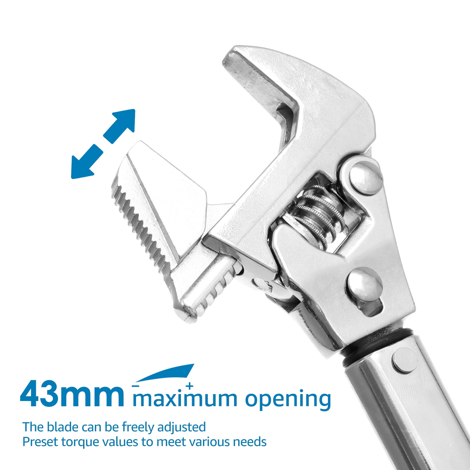 AEVXKHI Adjustable Torque Wrench, 19 to 110 Nm 43mm Open End Torque Spanner, 4 in 1 Multifunctional Torque Wrench Repair Tool, Aluminium Alloy Torque Wrench for Carpentry Repair