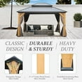 thumbnail image 6 of Domi 12x14 ft Wood Gazebo, Cedar Wood Frame Hardtop Gazebo with Galvanized Steel Double Roof, Outdoor Gazebo with Netting and Curtains, Patio Gazebo Pergola Pavilion for Patio, Backyard, Deck, Lawns, 6 of 9
