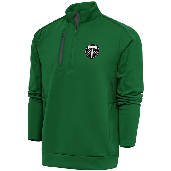 Men's Antigua Green Portland Timbers Brushed Metallic Generation Quarter-Zip Top