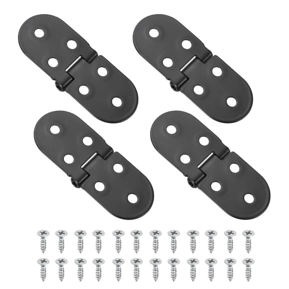 Uxcell 4 Pack Hidden Folding Table Hinges, 3.15" x 1.22" Iron Flat Hinge, 180 Degree Furniture Hinges for Wood Table Kitchen Cabinet Door, Black