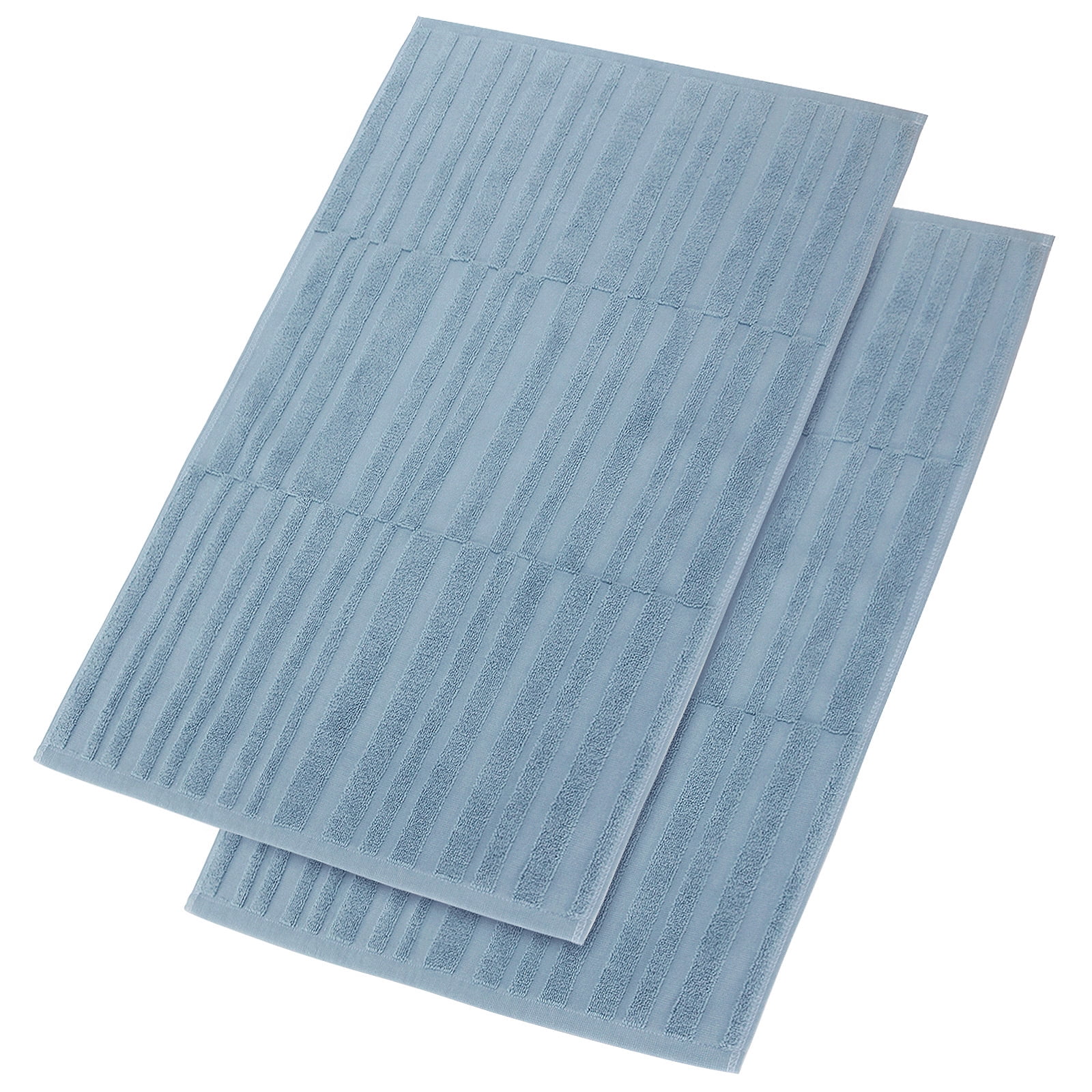 SEMAXE Blue Cotton Bath Mat，Thickened and Durable Floor Towel. 2 Pack