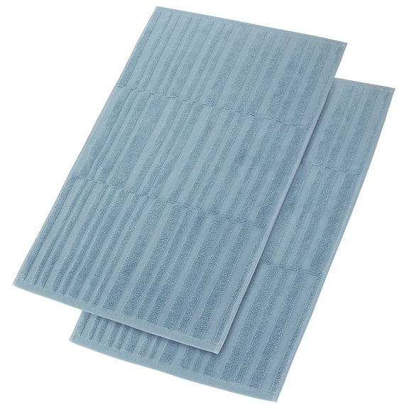 SEMAXE Blue Cotton Bath Mat，Thickened and Durable Floor Towel. 2 Pack 19x30 inches.