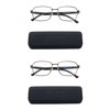 EYE ZOOM 2 Pack Unisex Design Style Blue Light Blocking Reading Glasses, Gunmetal +2.50
