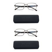 EYE ZOOM 2 Pack Unisex Design Style Blue Light Blocking Reading Glasses, Gunmetal +2.50