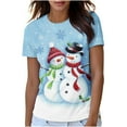 thumbnail image 5 of Lolmot Women Christmas Shirt Cartoon Snowman Santa Christmas Tree Graphic Tee Plus Size Casual O-Neck Short Sleeve Tunic T-Shirts, 5 of 5
