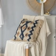 thumbnail image 2 of 16" Handwoven Cotton & Silk Throw Fringed Pillow Cover Embossed Zig Zag & Crossed Lines Design, 2 of 7