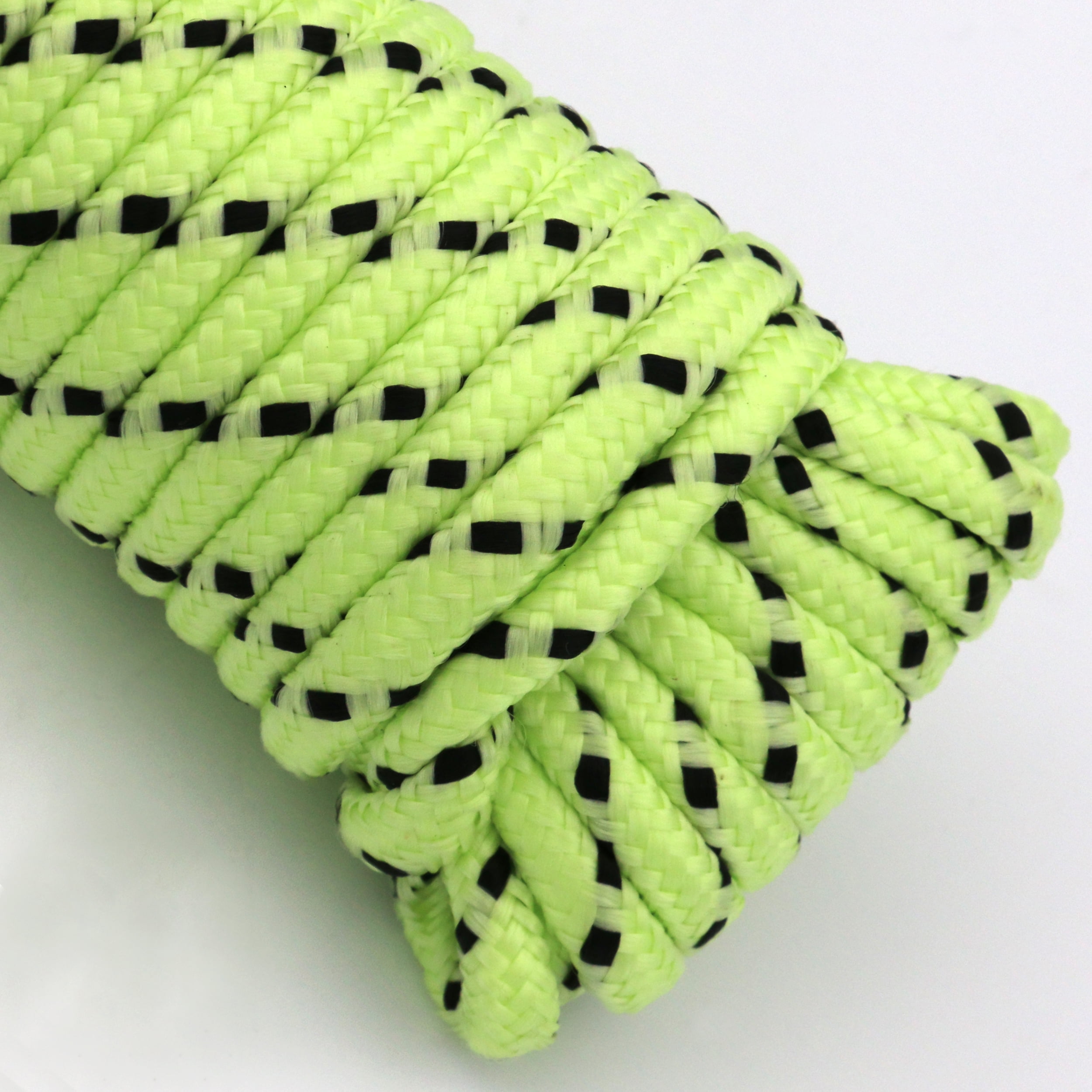 (3 pack) Hyper Tough 1/4 inch Glow-in-Dark Polypropylene Diamond-Braid Rope, 50 feet, Green
