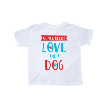 

Inktastic All You Need Is Love And A Dog Paws - Red Blue Gift Toddler Boy or Toddler Girl T-Shirt