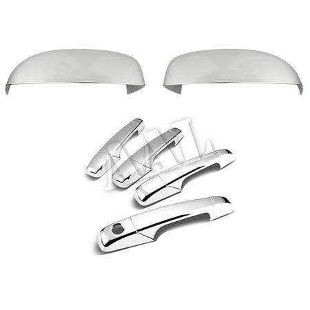 Putco Chrome Door Mirror Covers AAL Premium Chrome Cover Combo For CHEVY TAHOE 2007 2008 2009 2010 2011 2012 2013 4 Doors HANDLE Without Passenger Side Keyhole + 2 PC UPPER MIRROR ()