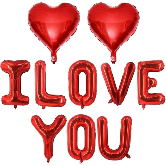 Red Heart Shaped Balloons Red I LOVE YOU Valentine Balloons for Valentines Day Bridal Shower Wedding Party Decorations