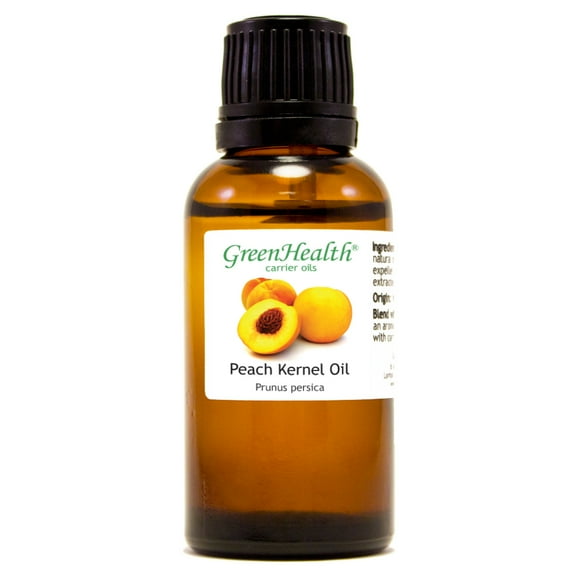 GreenHealth Peach Kernel Carrier Oil 1 fl oz Amber Glass Bottle with Euro Dropper
