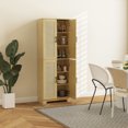 thumbnail image 2 of HOMCOM Kitchen Pantry with 4 Rattan Doors and Adjustable Shelves, Oak, 2 of 10