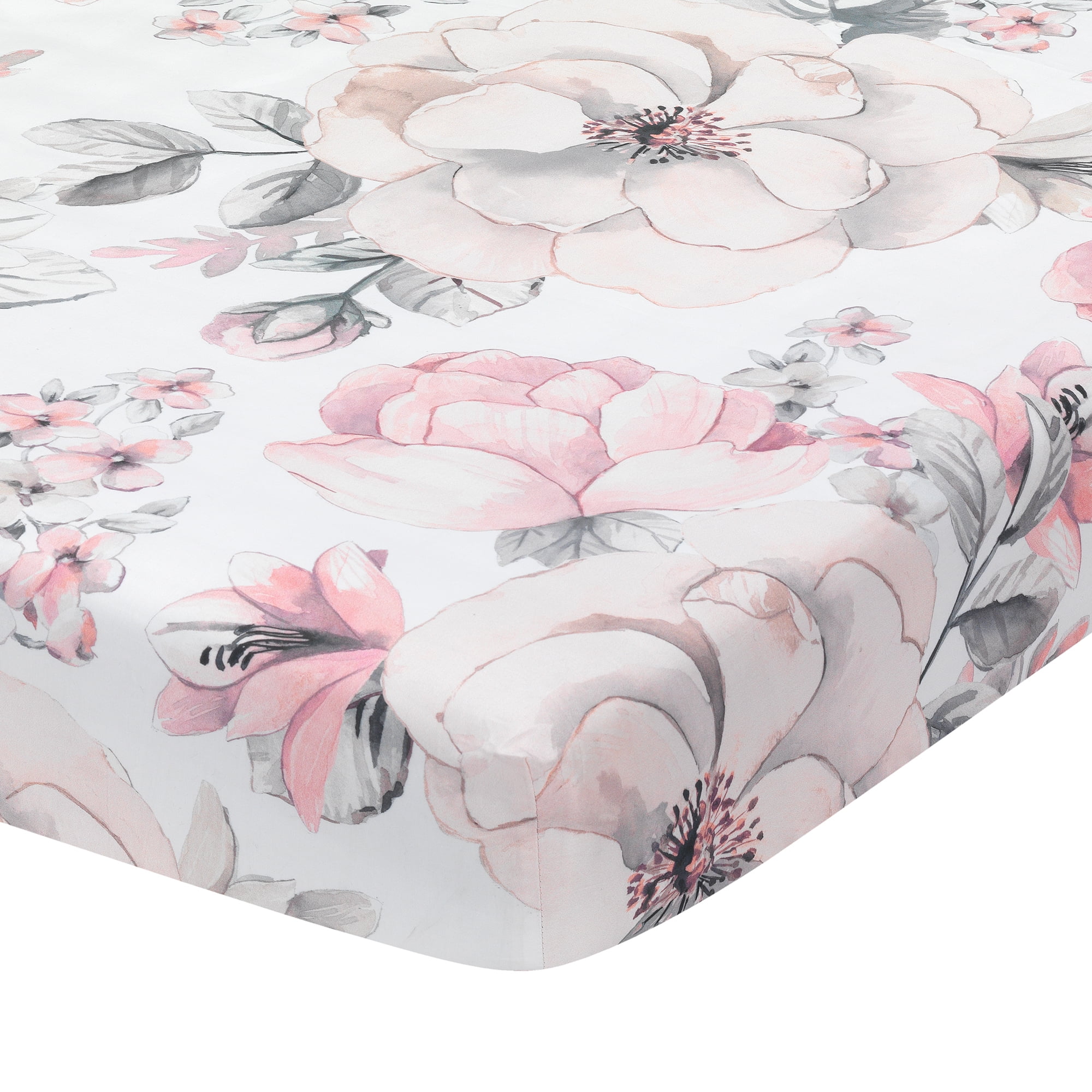 Lambs & Ivy Signature Botanical Baby Watercolor Floral 4-Piece Crib Bedding Set