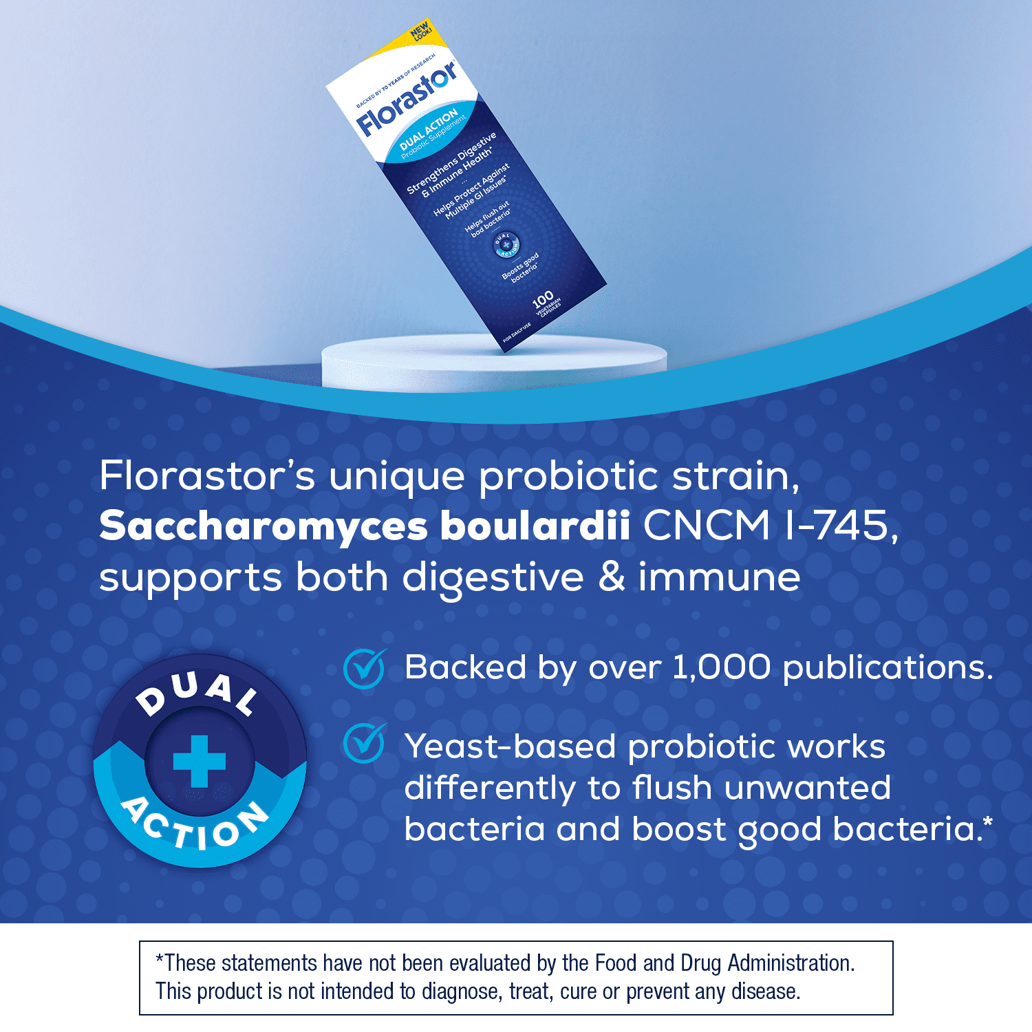 Florastor Unisex Daily Probiotic Supplement Capsules for Digestive Health, 100 Count
