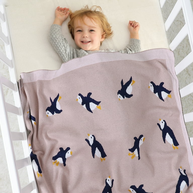 Baby Blanket Cotton Knitted Newborn Girl Bedding Boy Crib Quilt 100 80CM Cute Penguin Infant Stroller Swaddling Cartoon Animal Soft Breathable Walmart