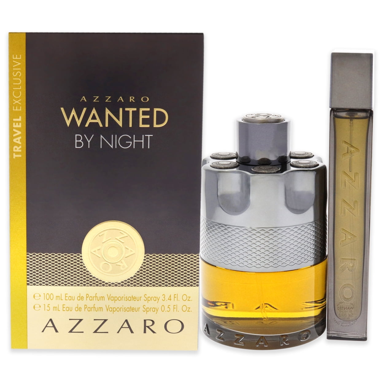 Wanted By Night by Azzaro for Men - 2 Pc Gift Set 3.4oz EDP Spray, 0.5oz EDP Spray