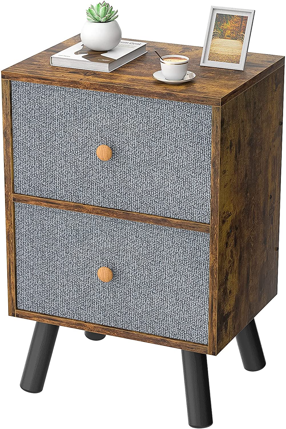 Easy Assembly Ecoprsio Nightstand Set of 2 Industrial End Table Side