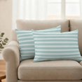 thumbnail image 2 of Boho Turquoise Stripe Outdoor Waterproof Pillow Covers, Abstract Geometric White Minimalist Decorative Rectangle Throw Pillowcase Sofa Cushion Sham for Patio/Couch/Chair, 20"x12" 2 Pack, 2 of 8