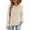 Beige #11, variant on Womens Crewneck Sweatshirts Casual Henley Neck Snap Button Sweaters Long Sleeve Ribbed Loose Fit Fall Tops Coffee S