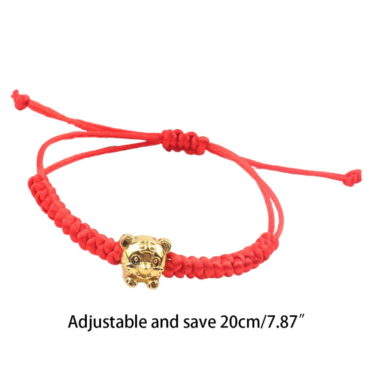 GENEMA Lucky Red Rope Bracelet Zodiac Gold Plated Tiger Pendant Hand  Knotted Adjustable Charm Bracelet for Men and Women
