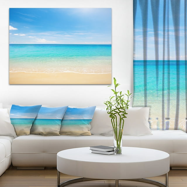 Bright Blue Tropical Beach - Seashore Photo Canvas Art Print