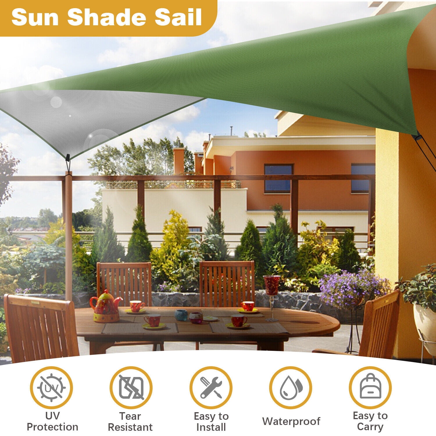 Sun Sail Shade Canopy, Rectangle Shade Sail for Patio Deck Yard