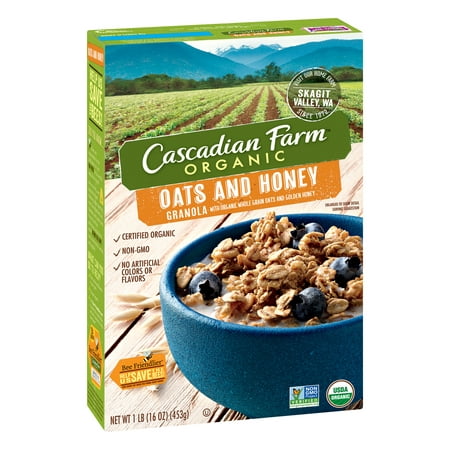 (2 Pack) Cascadian Farm Organic Granola, Oats and Honey Cereal, 16 (Best Tasting Healthy Cereal)