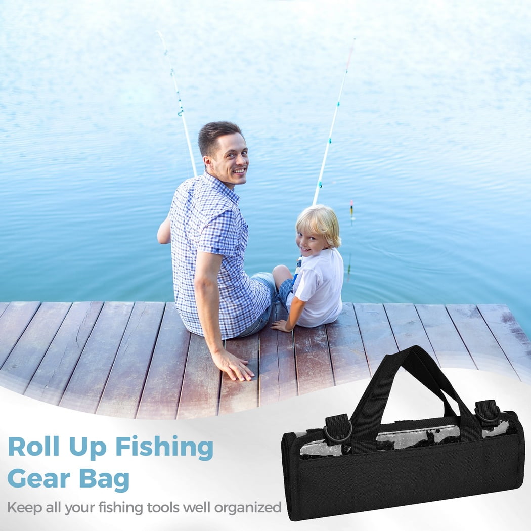 Small Lure Bag, Roll Up Fishing Carrying Bag with 6 Pockets