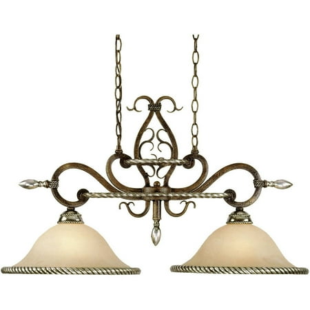 AF Lighting Wentworth 2-Light Island Fixture with Cream Alabaster Glass Shade, Bronze Crackle