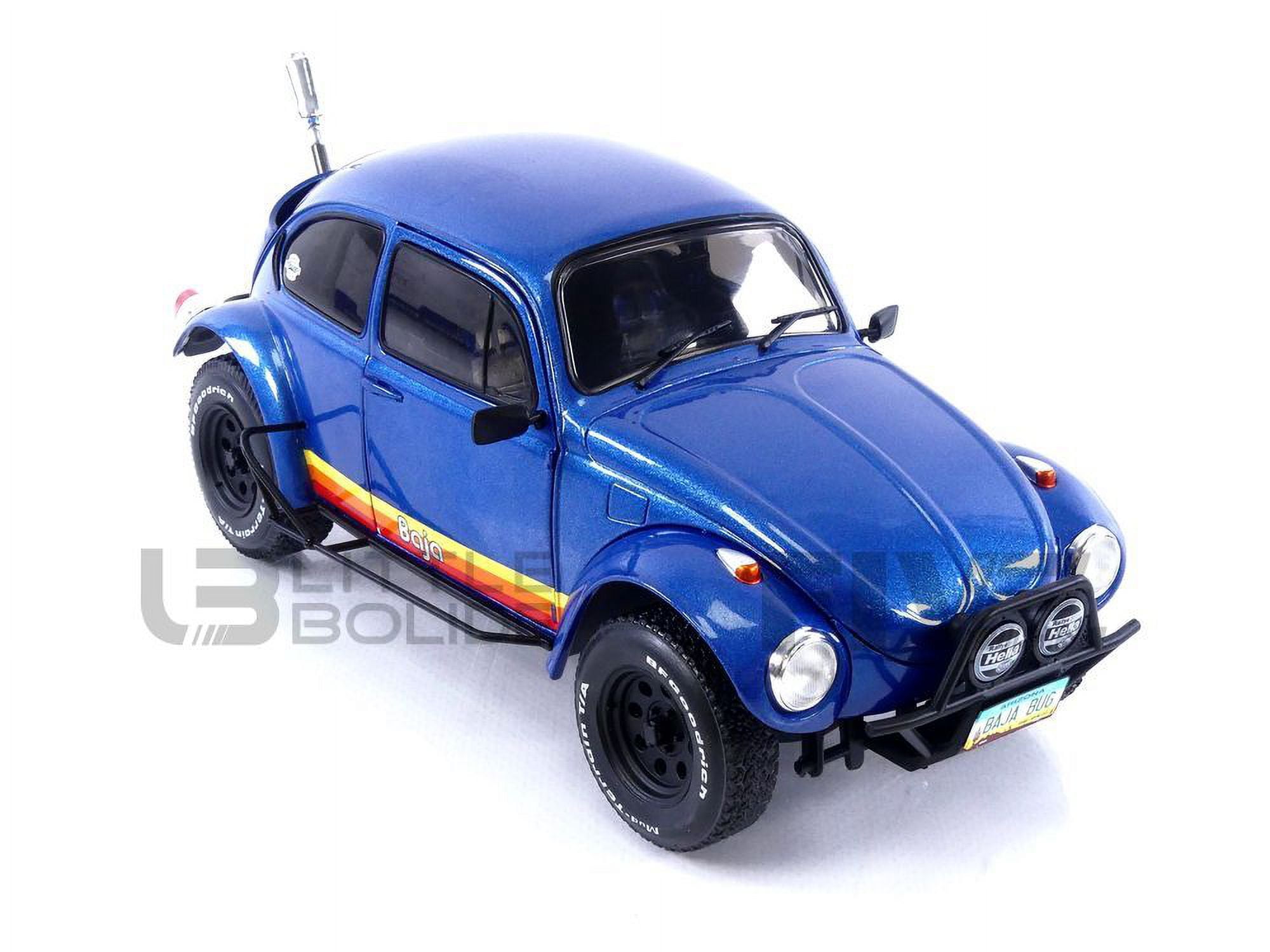 1975 Volkswagen Beetle Baja Blue Metallic with Stripes 1/18