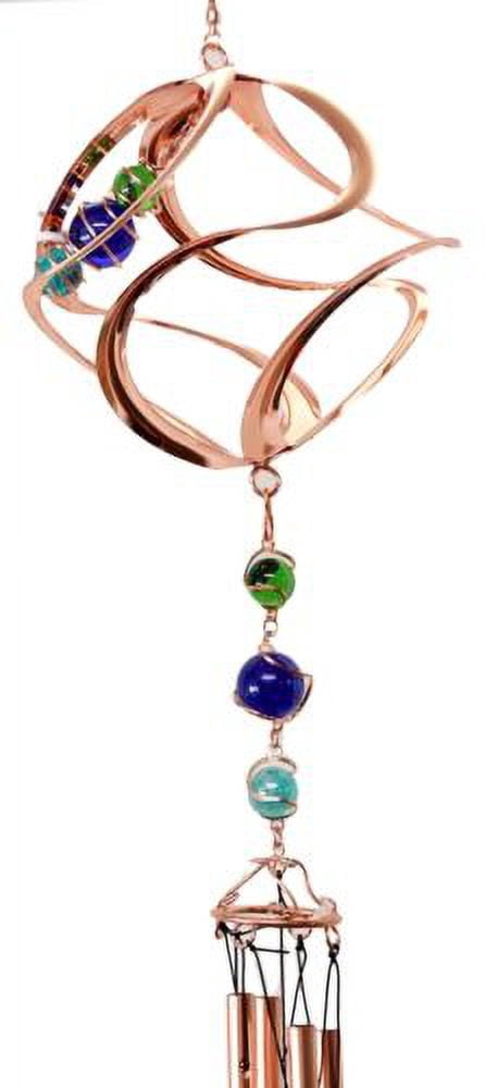 Ebros Caterpillar In Spiral Copper Metal Wind Chime With Colorful Marbles 31"L