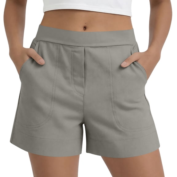 cocolona Womens Summer Casual Beach Shorts Elastic Waist Straight Wide Leg Vacation Lounge Shorts with Pockets